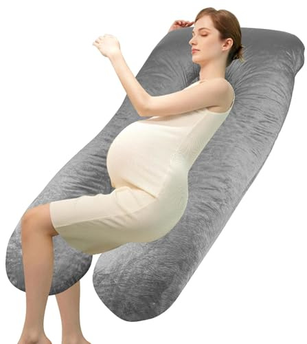 Crynvor Almohada Embarazada, Cojin Embarazada Dormir y Lactancia, Churro Embarazada, Cómoda Almohada de Cuerpo Completo, Cojín Embarazada para Dormir Forma de U, con Funda de Extraíble y Lavable