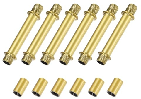 M METERXITY 6-Set Kit De Tiges De Lampe Droites, 60mm(2.36) Longues Tiges Filetées M10 À Double Extrémité Avec Écrous À Manchon Pour Lampes De Table/Chandeliers, Pièces De Remplacement