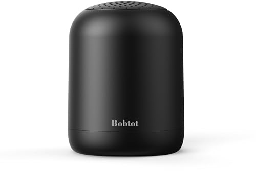 Bobtot tragbarer Lautsprecher Bluetooth mit 24 Stunden Akkulaufzeit,Schwarz | Klein, Kabellos wasserdicht, kraftvollem Stereoklang, True Wireless Stereo, Freisprechfunktion, mit Trageschlaufe,