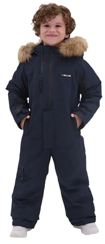 Skidkläder vinter varm puffer snödräkt jacka med avtagbar huva och vattentät vindtät snö salopette skiddräkt set utomhus snowboard lätt skidåkning overaller för flickor pojkar, Svart, 10-11 Years