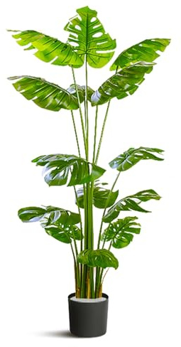 Artificial Monstera Deliciosa Plant, Realistic Potted Greenery for Home Office Decor Indoor Outdoor Housewarming Gift