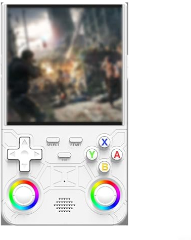 Tidgel Console de jeu portable R36 Ultra 128 Go avec écran HD de 10,2 cm pour jeux, couleurs élégantes (noir/blanc/violet), jeux en déplacement (blanc)