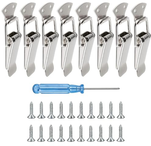 Catch Spring Loaded Toggle Latches, Stainless Steel Catch Clamp Clips, Lock Hasp with Buckles for Toolbox Mailbox Drawer Cabinet Case Door Closet Locker, Quick Release Hardware Replacement,56mm 8pcs