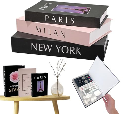 YALiya 3 Pièces Livres Decoration Maison, Empilés Rangement Boite Livre | Faux Boite Livre Decoration, Decoration d'interieur pour Maison Salon Tables Basses Decoration