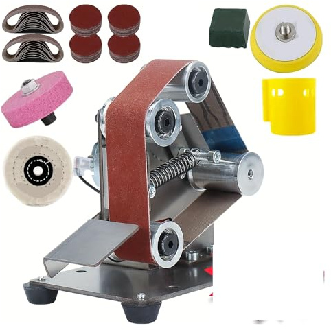 Lijadora de Banda, Mini lijadora de banda eléctrica, máquina pulidora multifuncional for bricolaje, control de 7 velocidades ajustable