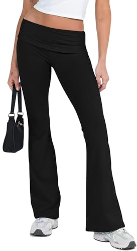 Rayson Pantaloni a Zampa Donna Elasticizzati Vita Bassa Leggins a Zampa Bootcut Comodi Chic Causcal Lavoro Allenamento(Nero,S)
