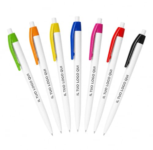 Stampitaly 100 Penne a Sfera Personalizzate Refill Nero, Made in Italy - Penna Personalizzabile con Logo Aziendale per Fiere - Gadget Promozionali per Eventi Cerimonie Regalo (Arancione, 100 Pezzi)