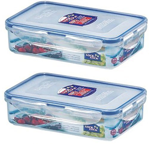 Lock & Lock 2 Pack Rectangular Plastic Food Container 800 ml HPL816