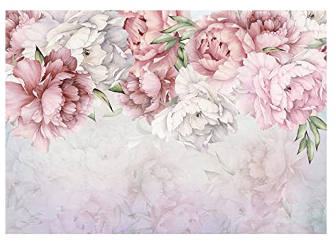 WallArena - Vlies Fototapete Blumen Pfingstrose Romantisch Rosen 368x254 cm - Fototapeten - Tapeten - für Wohnzimmer Schlafzimmer - Vliestapete Wandtapete Tapete 3D Effekt- inkl. Kleister