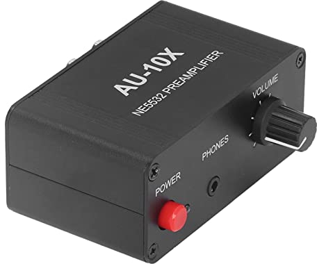 Mini Préamplificateur Stéréo, Amplificateur de Casque 20 DB avec Conception de Prise Enfichable, Préamplificateur Phono HiFi Tout en Métal pour L'enregistrement, les Fêtes, les événements en Direct