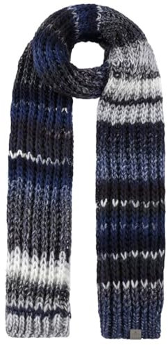 LIERYS Jasila Strickschal Damen Herren Made in Germany Schurwolle Mehrfarbiger Wollschal Warm Elegant Herbst Winter dunkelblau One Size