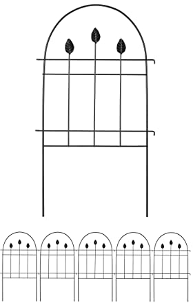 Relaxdays Recinzione per Aiuole, Set 6 Pannelli per Cortile e Giardino, Design Decorativo, Ferro, HxL: 74 x 42 cm, Nero