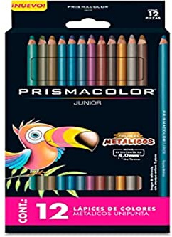 Prismacolor Metallic Colored Pencils Set, Pack of 12 count Metallic Colors, Junior 4.0mm…