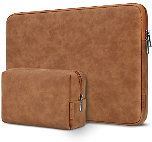 DOMISO Laptoptasche Laptop Hülle für 14 Zoll MacBook M1/M2/M3/M4 Pro/Max,Laptop Tasche Kompatibel mit 13,3 Zoll Acer HP Lenovo Dell Surface Laptop Schutzhülle,Laptophülle mit Zubehör Tasche,Braun
