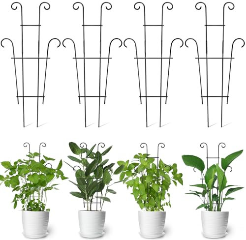 Coomin Traliccio per piante rampicanti da interni, 58,4 cm, robusto, per piante in vaso con legacci, supporto per piante rampicanti per edera Monstera Pothos, decorazione per piante, 4P