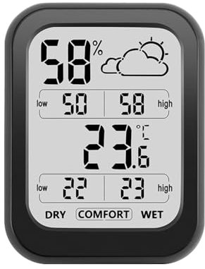 Thermo-hygromètre Numérique,Moniteur de Température Mural Magnétique et Hygromètre avec Enregistrement et Indicateur Climatique,10S pour Maison,Bureau,Serre de Voyage,Jardin,Cave,Bureau