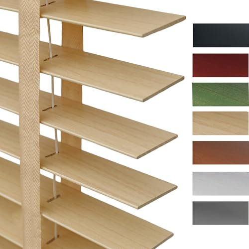 Holzjalousie Jalousien 30cm 45cm 60cm 75cm 90cm 100cm 105cm 120cm 135cm 150cm 160cm Sichtschutz Sonnenschutz Verdunkelungs Horizontale Fenster Jalousien(Beige)