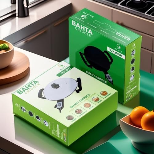 Bahta Electric Crepe, Pancake & Injera Maker - Medium 40cm (16 inch) Digitally Adjustable Thermostat, Easy To Clean Nonstick Surface, Cool Touch Handles, Mitad Injera Maker, Mogogo Injera Maker