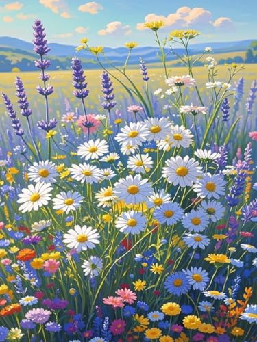 TANGBOHU Gänseblümchen Diamond Painting Kit, Daisy 5D Volles Drill DIY Diamant Malen mit Rund Diamanten für Erwachsene, Home Dekoration Geschenk, 30x40cm