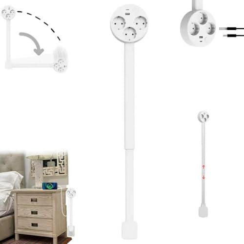 Prise Extensible Derriere Meuble,Prise Extensible,Outlet Extender, rotatives à 180°,avec Ports USB-A,USB-C et 2 Prises Secteur,Extensibles de 47 à 67 cm,utilisables derrière Un canapé-A