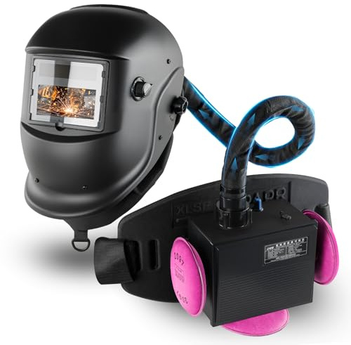 Welding Helmet Auto Darkening with Air Fed System, Powered Air Purifying Respirator (PAPR) True Color Welding Mask, Upgraded Arc Sensor 4/9-13 for TIG MIG ARC Welding Mask