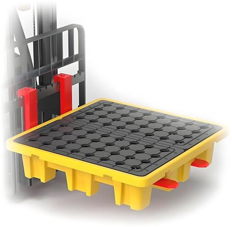 GAYAYAS Palet de contención de derrames, Bandeja para derrames de Tanques de petróleo, Plataforma Modular con Rejilla, para montacargas y Almacenamiento de Productos 128 * 128 * 17cm
