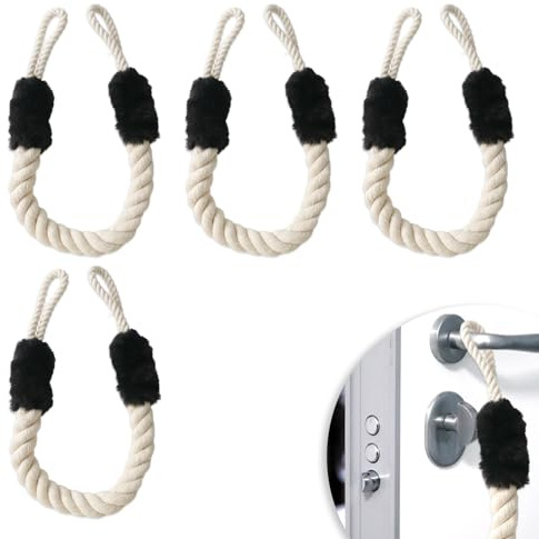 LCUHAVA Türstopper Klinke, 4 STK Türkordel Klemmschutz, Klemmschutz für Türen Baumwolle Türkordel 60 CM Weich und Waschbar, Es Dick, für Kinder Fingerschutz und Türen Haustier