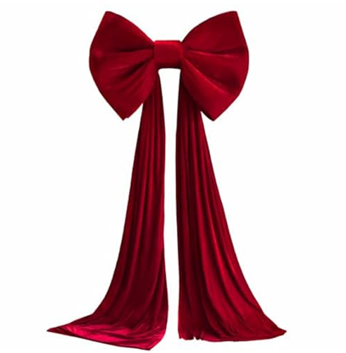 Fiocco Per Puntale Per Albero Di Natale, 50,8 X 38,1 Cm, Extra Large, In Velluto Rosso, Con Sentiero Lungo 3 M, Per Decorare La Casa, Decorazione Per Albero Di Natale