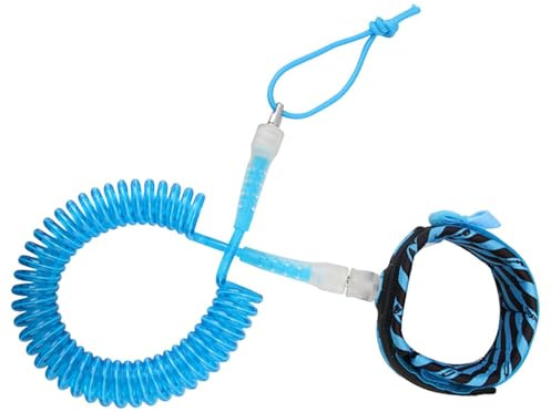 wisoolkic Correa de Surf de TPU Ligera y Duradera con Doble rodamiento y rotación 360°. Ideal para nados Largos. Cuerda para pies con Resorte en para Espiral 5 mm y 3 m. Portátil.