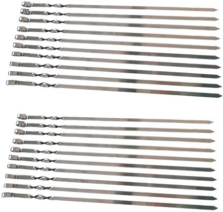 rukauf 20 kebabspett rostfritt stål 55 cm längd/1,5 mm tjock/Schampura grillspett, köttspett, även för mangal