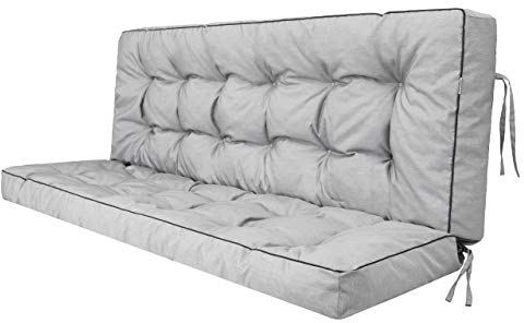 Sitzkissen Bankkissen Bankauflage für Gartenbank Schaukelkissen Bodenkissen Kissen für Hollywoodschaukel Outdoor und Indoor -180 cm - Hellgrau
