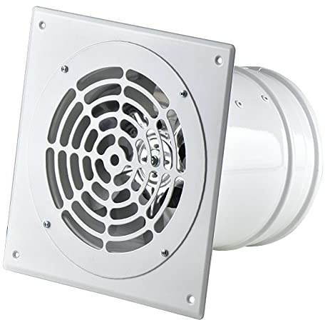 Steinberg14 Weiß Ø160mm Abluftventilator aus Stahl – Axiallüfter für Dauerbetrieb, Be- und Entlüftung, Wand- oder Rohrmontage, verzinktes Stahlgehäuse, 183 m³/h Luftstrom, 43 dB(A), 220-240V~ 50Hz