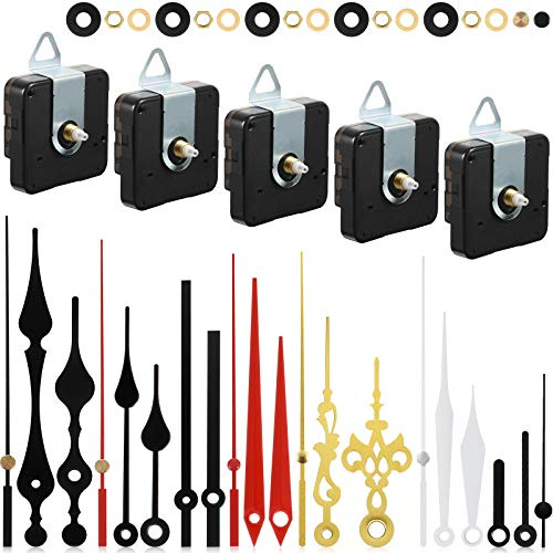 Kits de 5 Piezas Mecanismos de Movimiento de Reloj de Cuarzo DIY Repuestos de Motor de Reloj Funciona con Pilas con 7 Pares de Manos Diferentes para Reparación de Relojes DIY (0,5 Pulgadas)