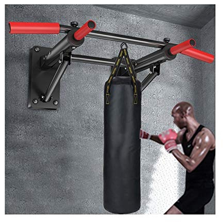 ZHANGQINGXIU Boxsackhalterung,Schwere Boxsack Wandhalterung Mit Klimmzugstange Kann Gefaltet Werden Sandsack Kleiderbügel Aufhängerahmen 1 Ringhalterung Boxbügel (Color : Black, Size : 97x56x61cm)