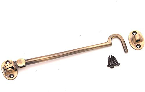 Kabinenhaken und Öse, 200 mm, Antik-Look, robust, Messing, geräuschlos, für Tor/Schuppen/Terrassentür