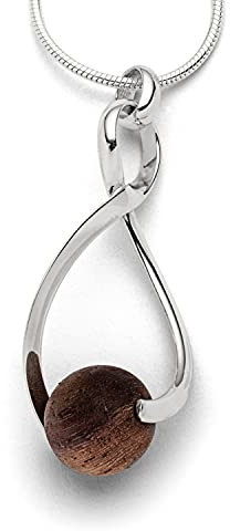 DUR Swinging Damen Anhänger aus Sterling-Silber und Holz in der Farbe Silber, Braun, Maße: 55x21mm, P2626