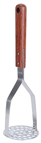VBESTLIFE Triturador De Patatas, Triturador De Patatas Manual De Acero Inoxidable De Grado Alimenticio con Mango De Madera, Triturador Versátil De Frutas Y Verduras, Triturador De Alimentos para
