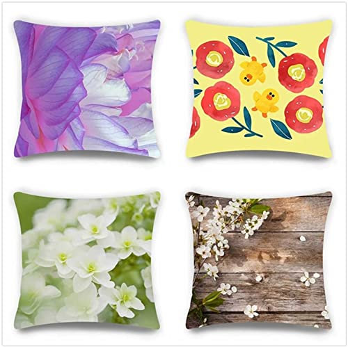 Tinnoon Kissenbezug 40x40cm 4er SetBoho Wohnzimmer Outdoor Deko, Schlafzimmer Zimmer Dekor Kissenhülle Kissenbezüge mit Verstecktem Reißverschluss, Couchkissen, Sofakissen Weinachten Kleine Blume