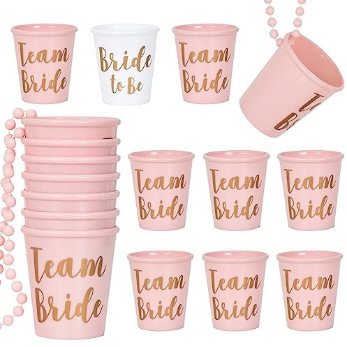 Braut und Kunststoff Perlen schnapsglase und Halskette mit Goldfolie, Kunststoff Tassen für Bachelorette-Party
