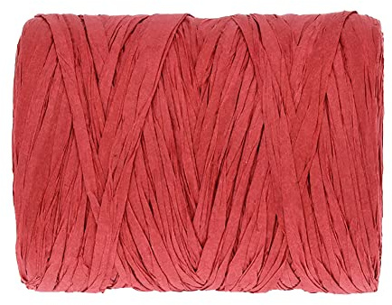 HugeDE 100m Raffia Paper Ribbon Twine Strings Packing Paper Twine Ribbon Gift Wrapping Craft Ribbon Christmas Packaging Ribbon for Party Decor Red