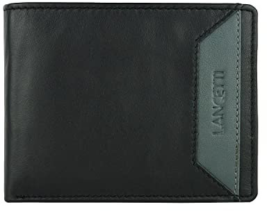LANCETTI Portefeuille homme en cuir véritable, avec porte-monnaie et boîte