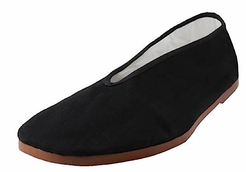Shoes8teen Men's Martial Art Kung Fu Tai Chi Rubber Sole Canvas Shoes (202 Black Rubber 14