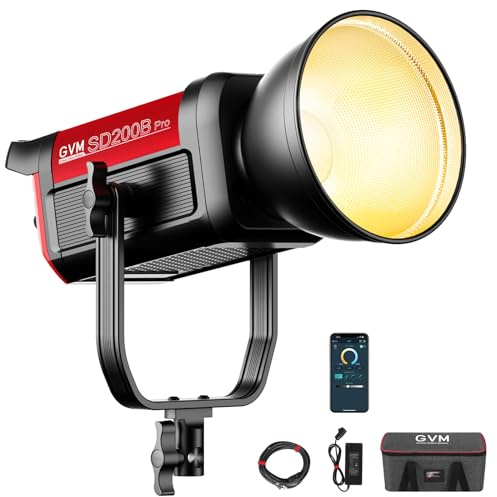 GVM Pro SD200B Lampe vidéo LED 200 W Kit d'éclairage Photo avec réseau maillé Bluetooth/contrôle DMX, kit d'éclairage continu de lumière de Studio 2700 K-6800 K pour Youtube