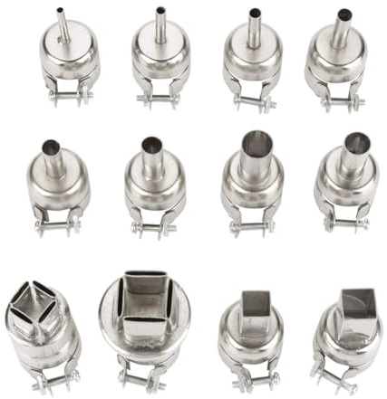 LiebeWH Heißluftdüsen-Set 12tlg., diverse Formen, Stahl, für 850 | Ersatz alter Aufsätze, vielfältige Größen, schützt vor Hitze, verbessert Lötergebnis, für Lötwerkstatt
