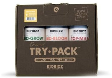 GROWMANIA Fertilizante Try Pack Indoor de BioBizz | Abono Estimulador de Floración con: Bio Grow, Bio Bloom y Top Max para Interior