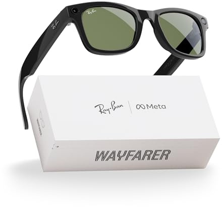 Ray-Ban Meta RW 4006 Wayfarer Occhiali da sole unisex, nero/G-verde classico, 50/22/150