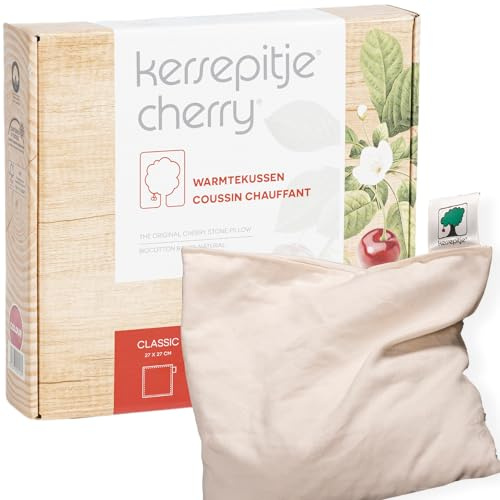 Kersepitje® Classic Ecru - Coussin carré en noyaux de cerises - Le Seul Original - 27x27cm