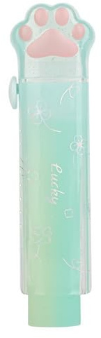 Worparsen 1 gomme rétractable en forme de patte de chat de dessin animé, rechargeable, pour étudiants, bureau, école, vert