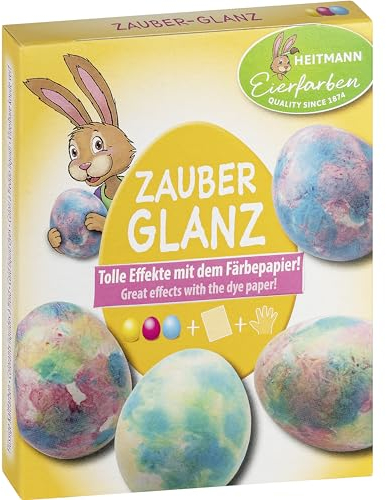 Heitmann Eierfarben Zauberglanz - 3 Eierfarben (gelb, pink, blau), Azo-Frei, Färbepapier