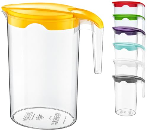 1.75 Litre Plastic jug with Lid Water Juice Milk Pitcher Fridge Door Storage Contanier (2 X Pack)